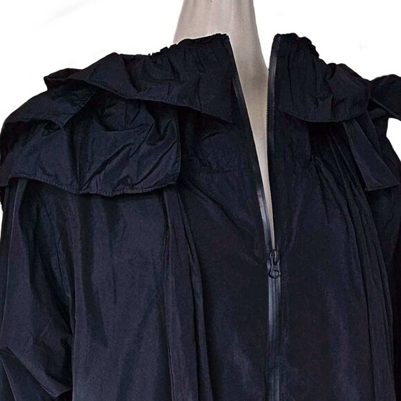 VALENTINO NAVY RUFFLE TRIM NECK TIE JACKET (40) - Picture 11 of 16